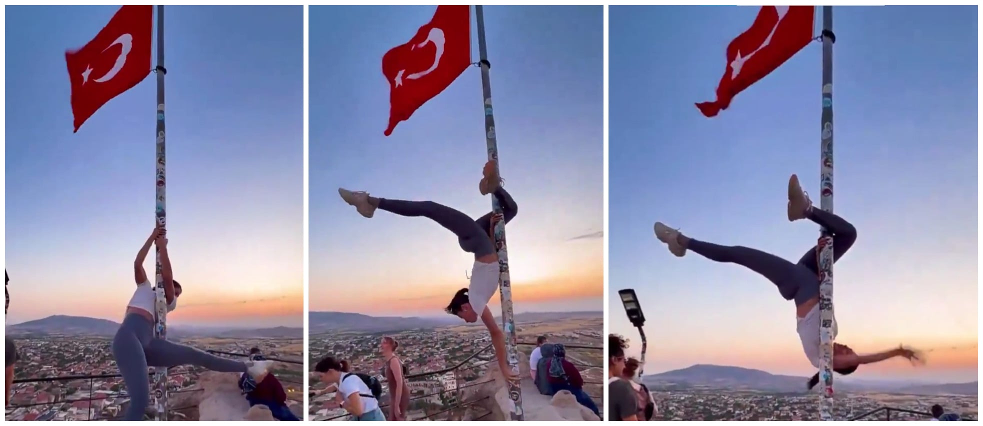 Turkey investigates foreign visitor for pole dancing on flagpole