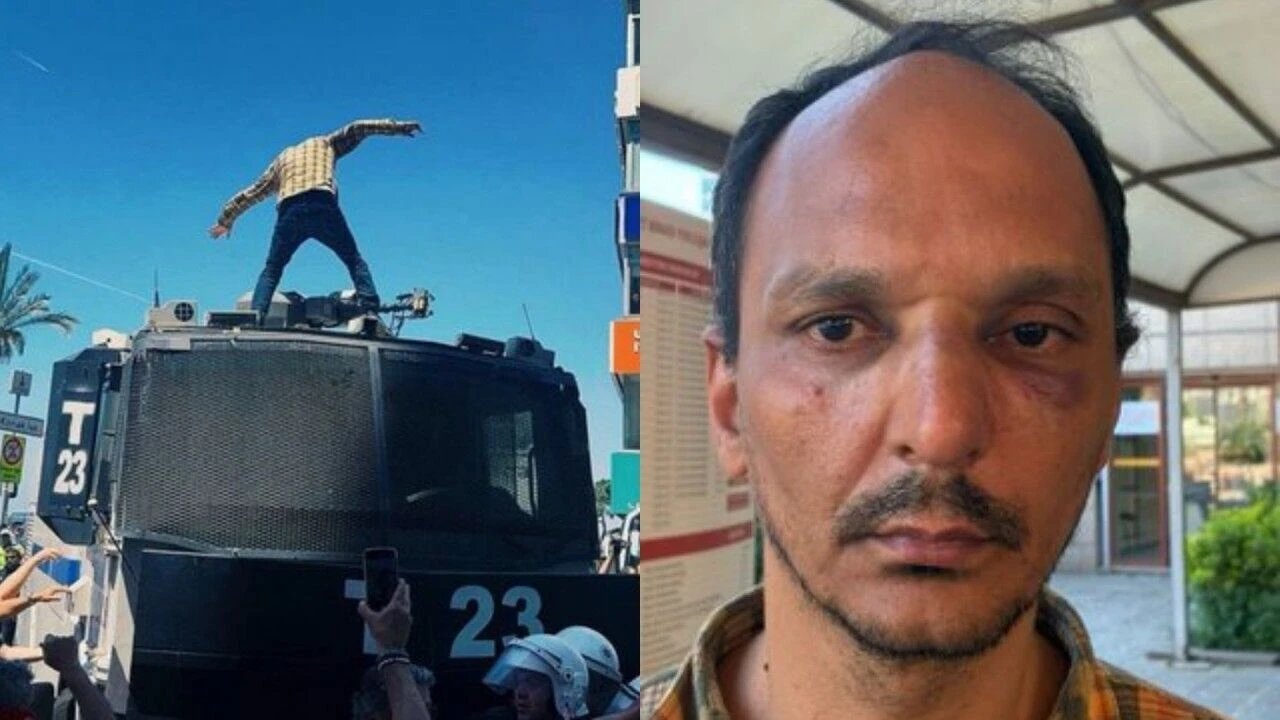 Teacher arrested after climbing onto police water cannon at İzmir CHP protest